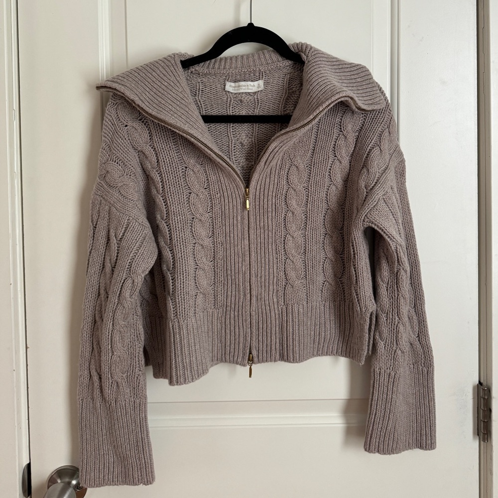 Abercrombie Merino Wool Full Zip Sweater